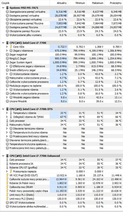 Komputer stacjonarny i7-7700 RAM 32gb Win 10 Pro (OEM)
