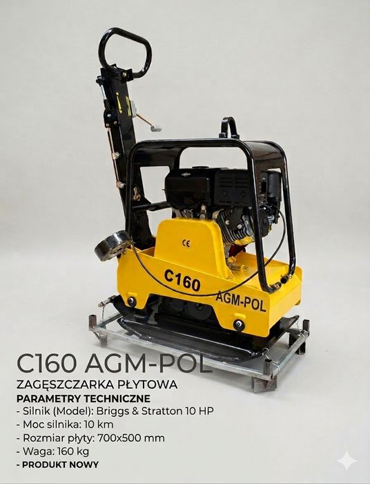 Zagęszczarka Płytowa 160 kg AGM-POL B-160 Briggs&Stratton 1450XR