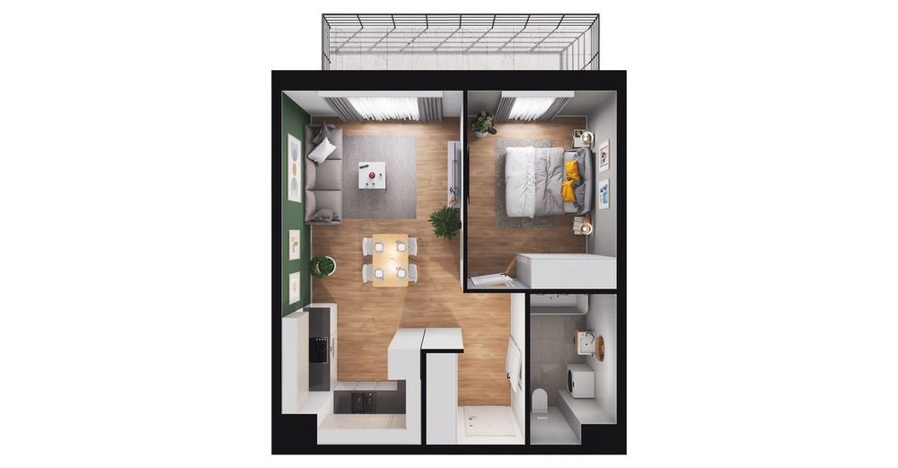 2-pokojowe mieszkanie 43m2 + balkon