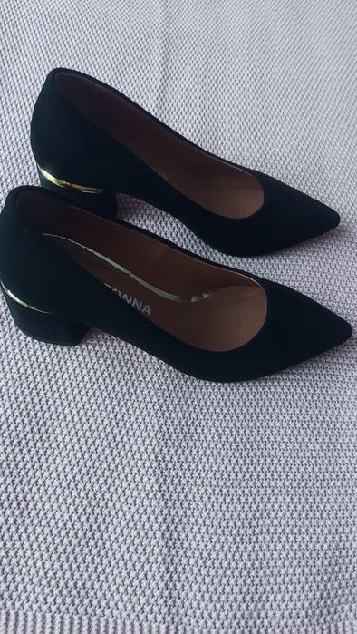 Buty czółenka skóra zamsz