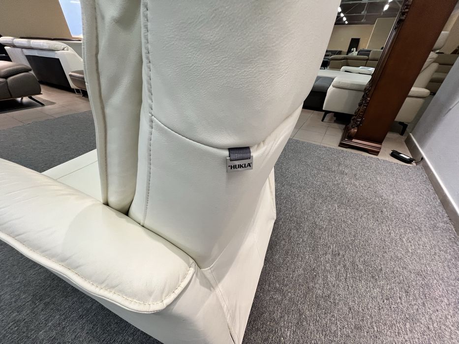 Кріло шкіряне реклайнер електро привід біле релакс