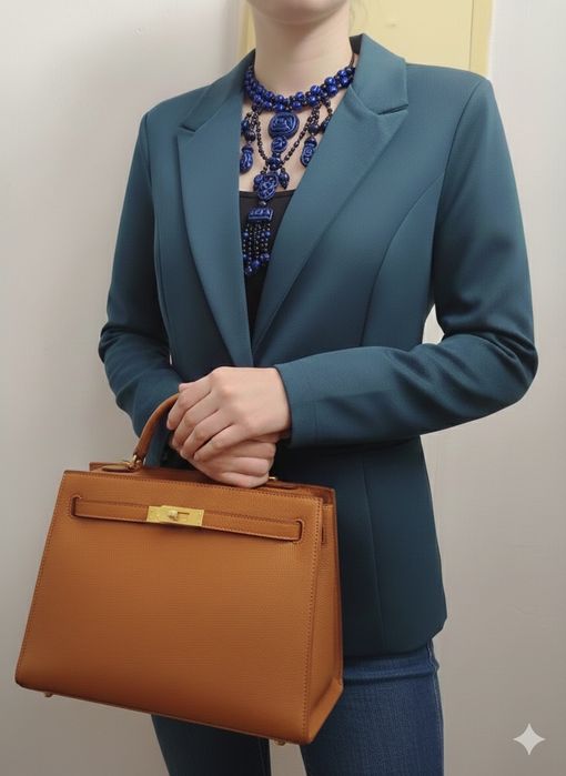 Blazer azul elegante e confortável- Made in Italy - Tamanho L - Novo!