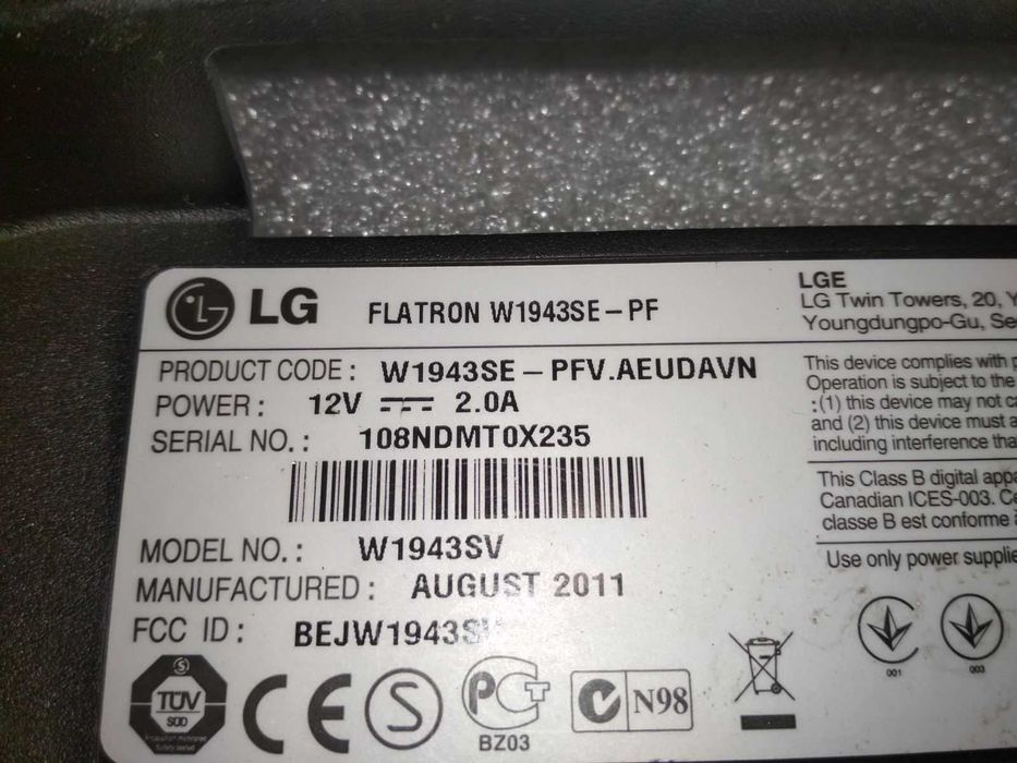 Майн монитора LG W1943SE-PF