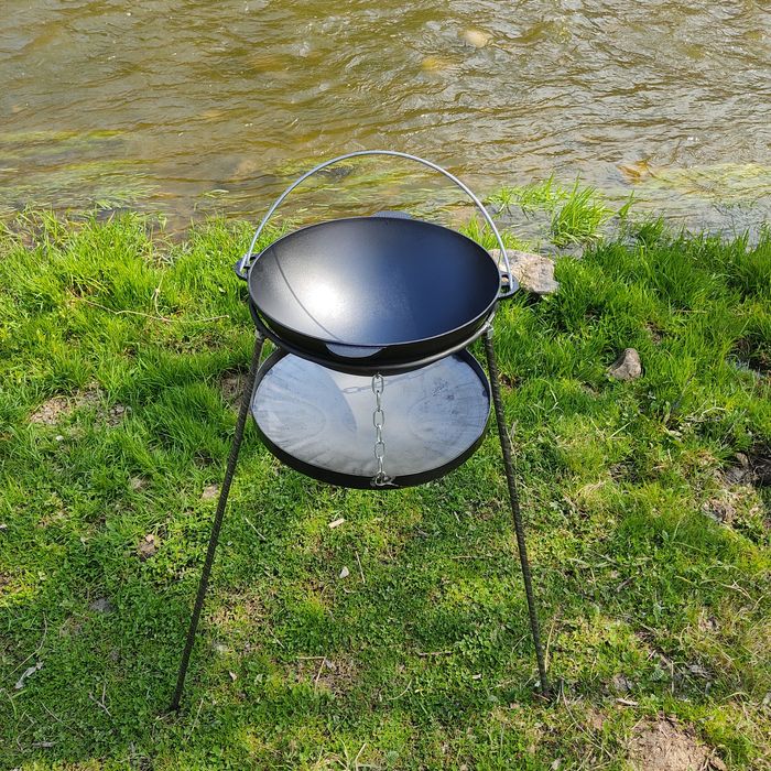 Сковорода із диска 50 см з кришкою, ручки, ніжки, Садж на вогонь