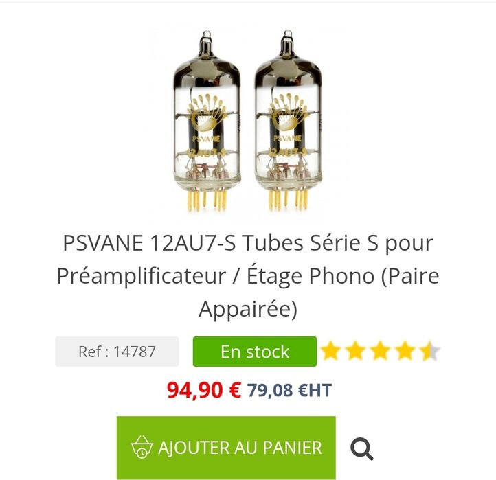 Par de Válvulas pré amp  12au7 PSvane S  Arts, gold pin