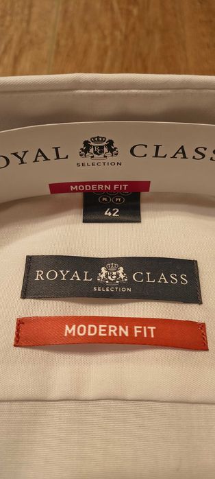 2x koszula męska biała Royal Class modern fit - rozmiar 42 - nowe