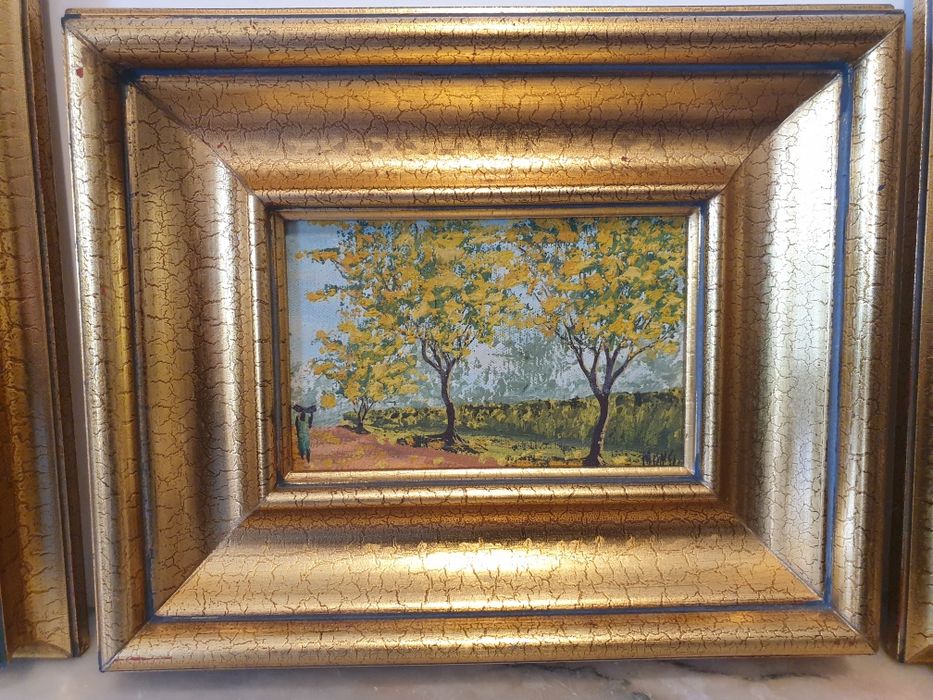 3 lindas pinturas paisagísticas africanas sobre tela emolduradas