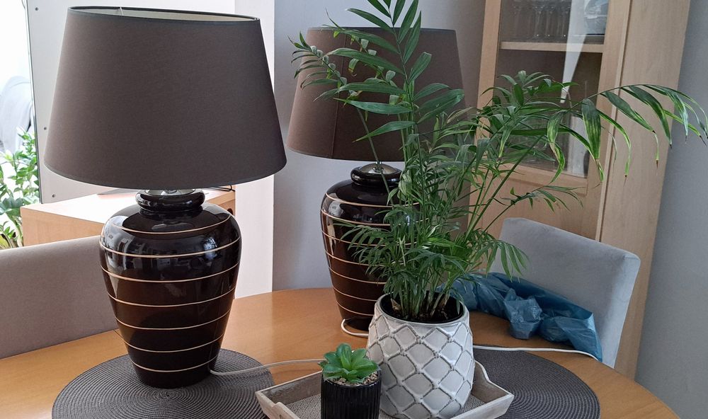 Lampy stołowe 2 szt., wys. 64cm, brązowe