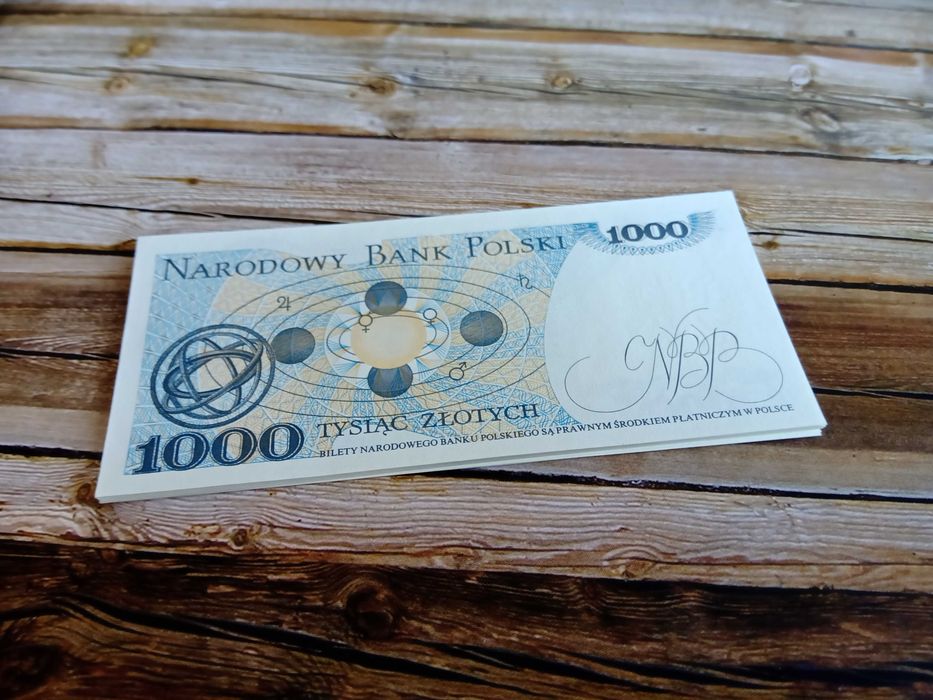 1000 zł PRL - ES cudo! Stan UNC, igła! Gratis 50 lub 100 zł PRL.