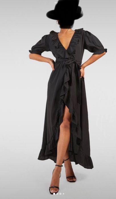 Czarna zwiewna sukienka,falbany