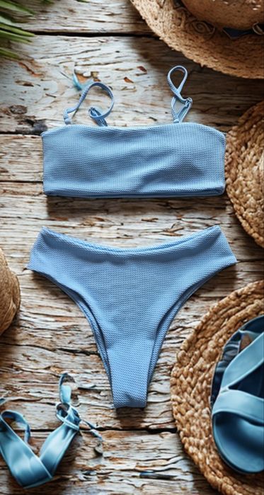 Nowy błękitny dwuczęściowy kostium • 36 S 38 M • baby blue bikini