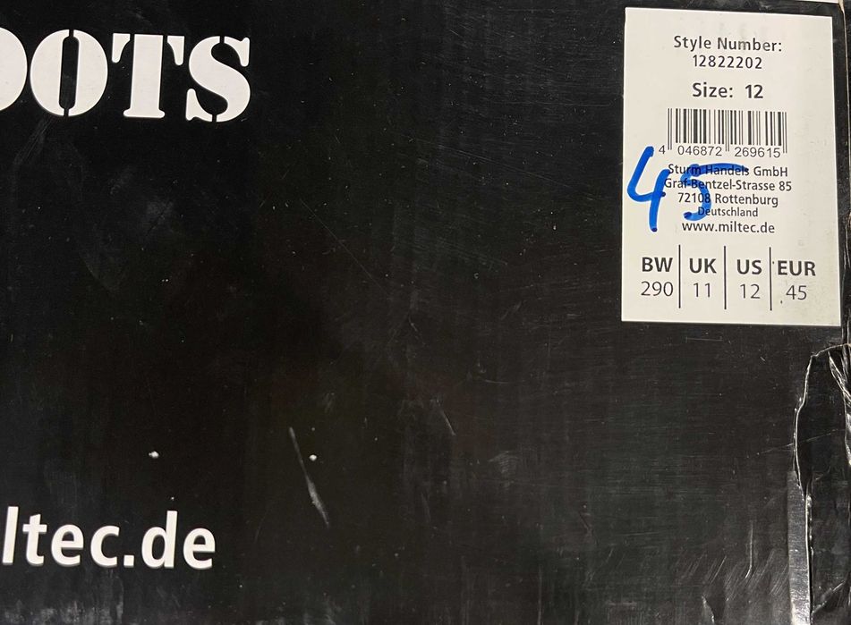 Buty Mil-tec Tactical 2 Zip Black. Rozm. 45 / Nowe