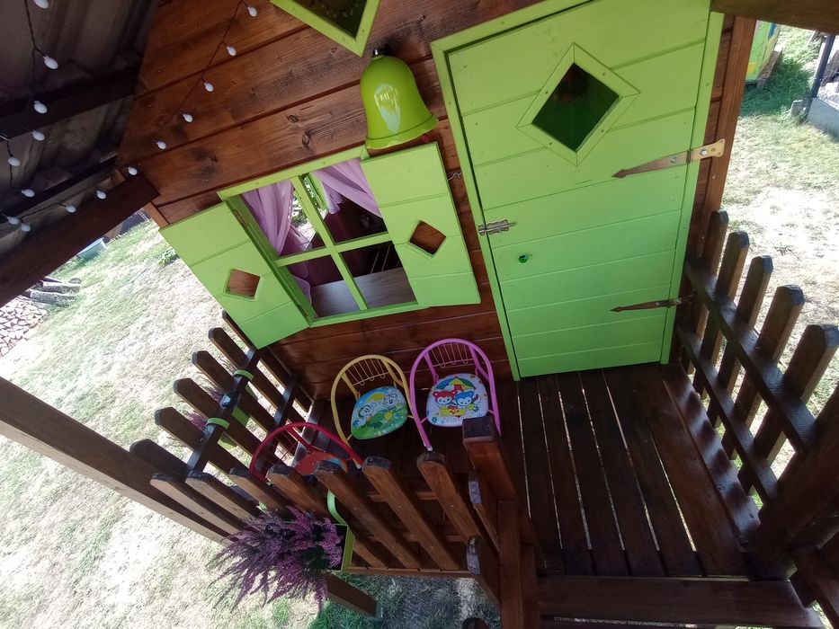 Duży solidny plac zabaw dla dzieci (domek+ most+ zjeżdżalnia)