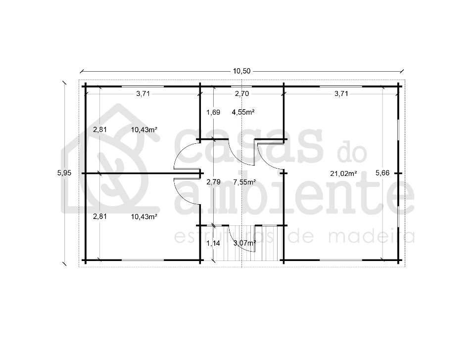 Casa de Madeira Pré-fabricada de 66m2