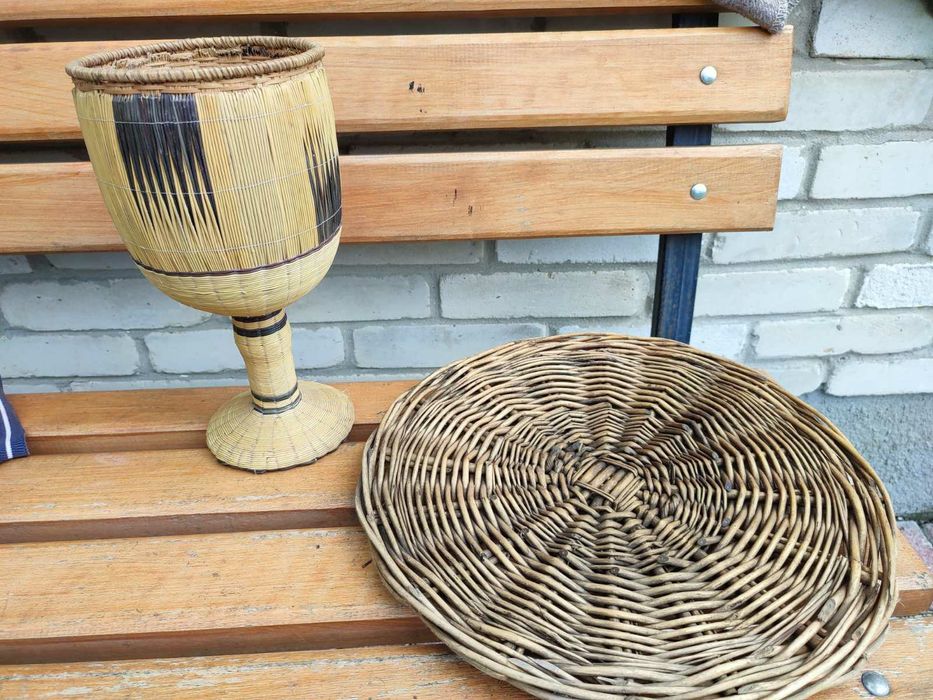 Піднос рознос бар плетений для подачі їжі ротанг Голандія