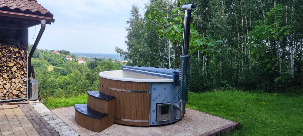 Balia 225 cm 8 osób HOT TUB Bania jacuzzi wanna ogrodowa piec
