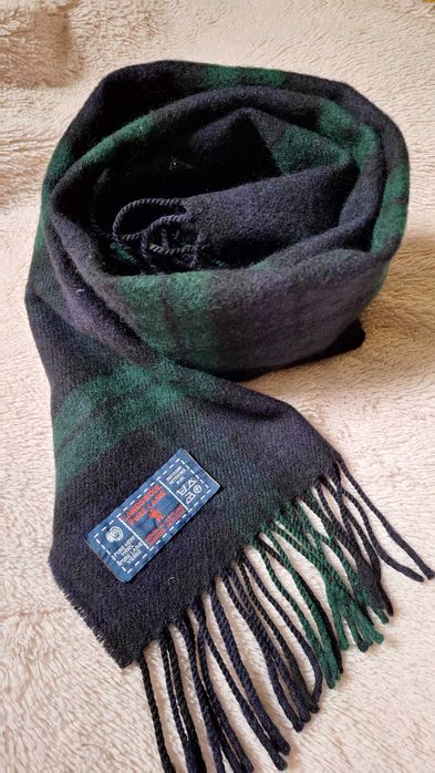 Szalik 134/31cm lambswool czysta wełna,ciepły,krata prezent