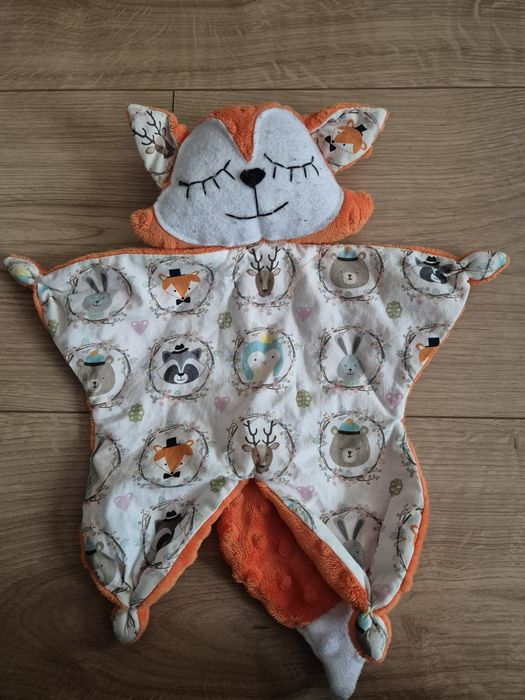 Szmatka przytulanka dla niemowląt handmade lis lisek używana