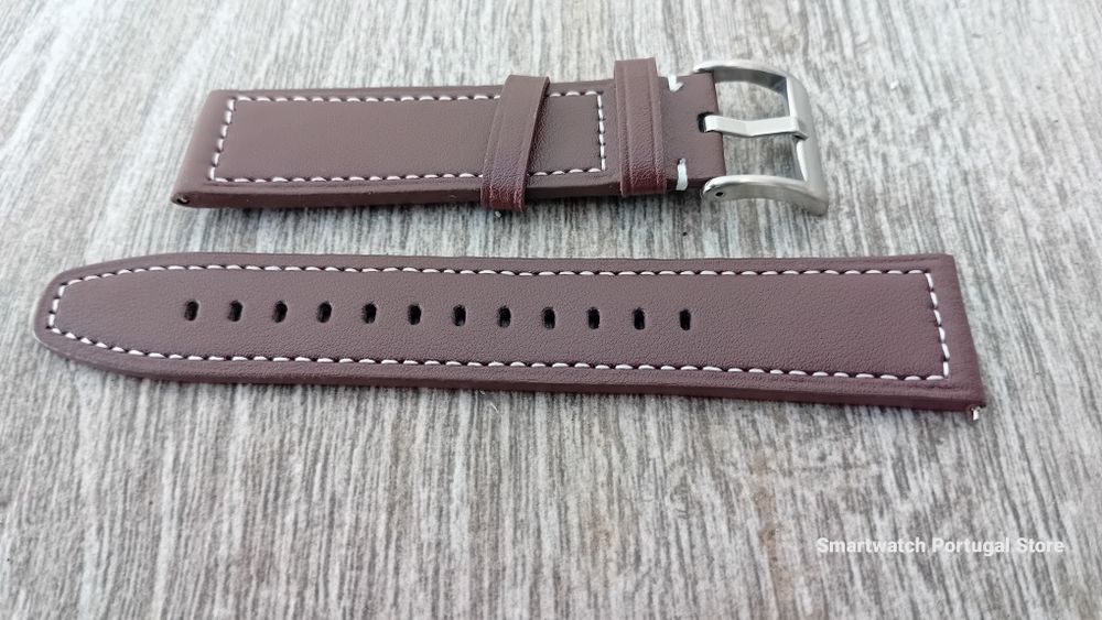 Bracelete em pele 22mm : Castanha escura
