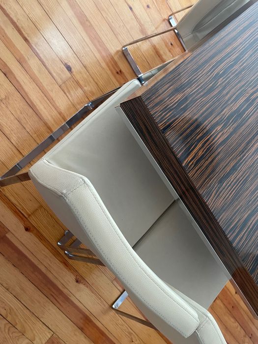Conjunto de Mesa de Jantar Moderna + 6 Cadeiras Estofadas (Excelente Estado)