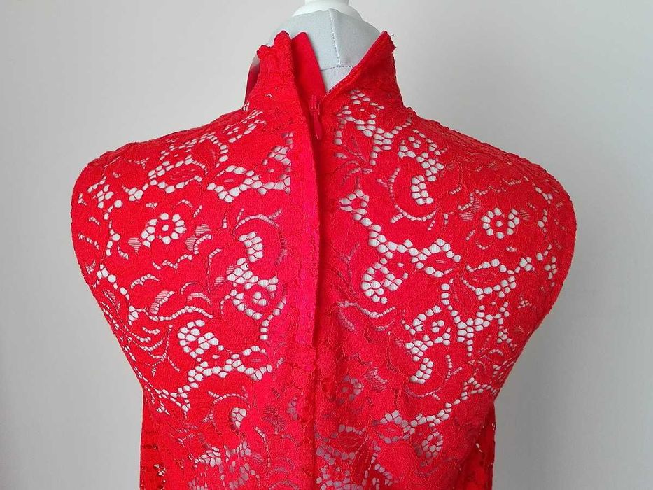 Tunika sukienka koronkowa asymetryczna H&M czerwona rozm. 34 nowa