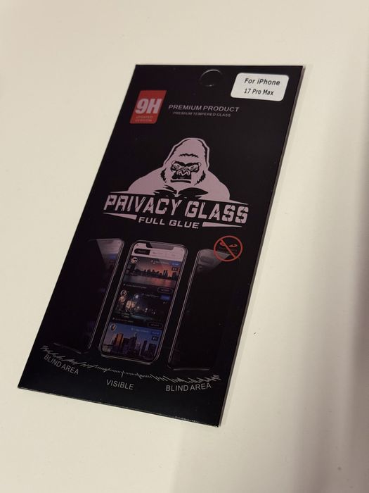 Privacy glass full glue szkło hartowane premium Apple iPhone 17 pro max prywatyzujące