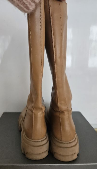 Brązowe karmelowe buty kozaki Ovye skóra naturalna skórzane