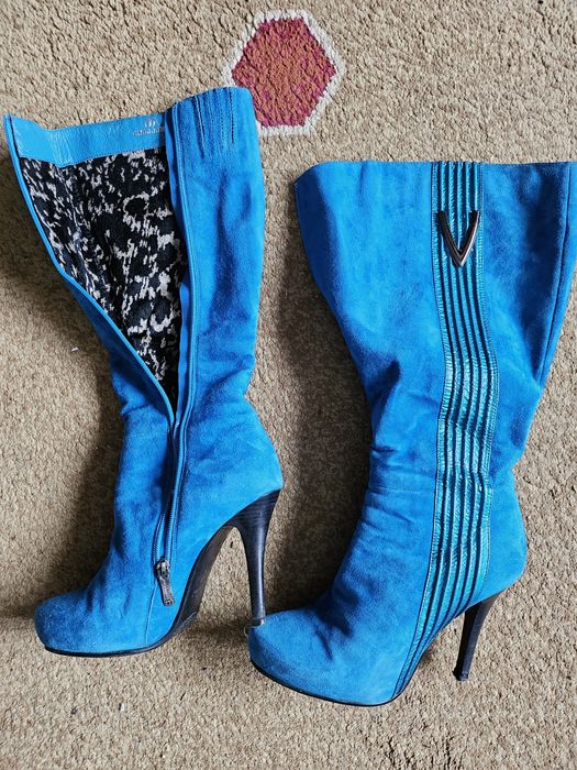 Чоботи замшеві каблук