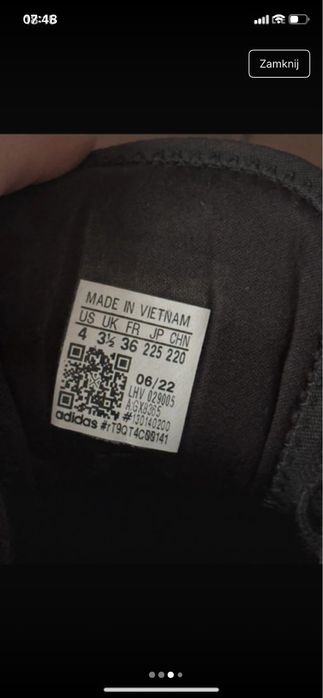 Adidas 5nizza 36 22,5 czarno biale