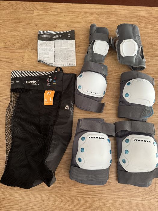 Proteções para patins/trotinetes/skate para crianças e capacete.