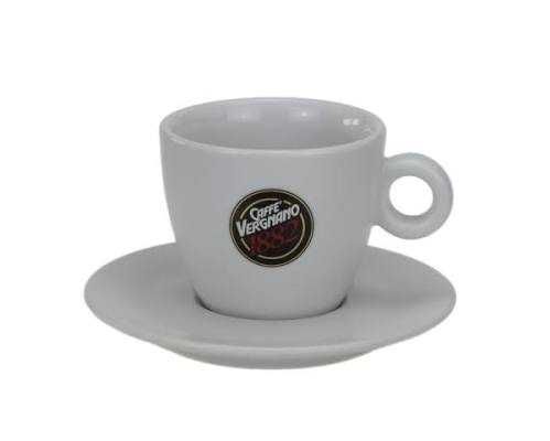 Zestaw 6 filiżanek cappuccino Caffe Vergnano ze spodkami | Białe matowe | Nowe