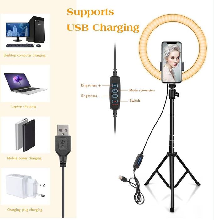 Кільцева лампа з тримачем телефону.