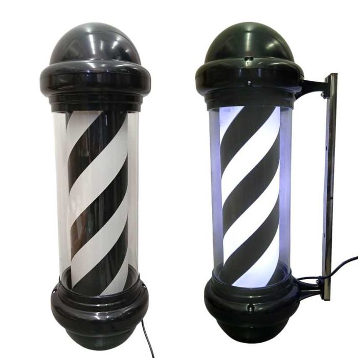 Barber Pole (Luz de Barbearia e Cabeleireiro) na Cor Preta