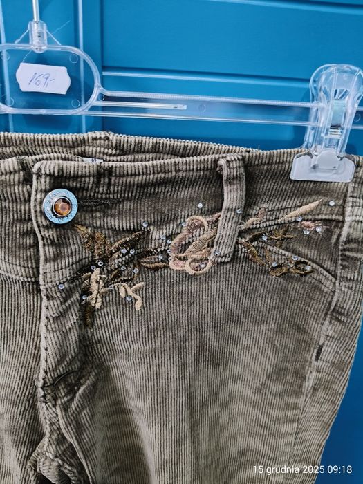 Haftowane sztruksy biodrówki 27 jeans XS/S