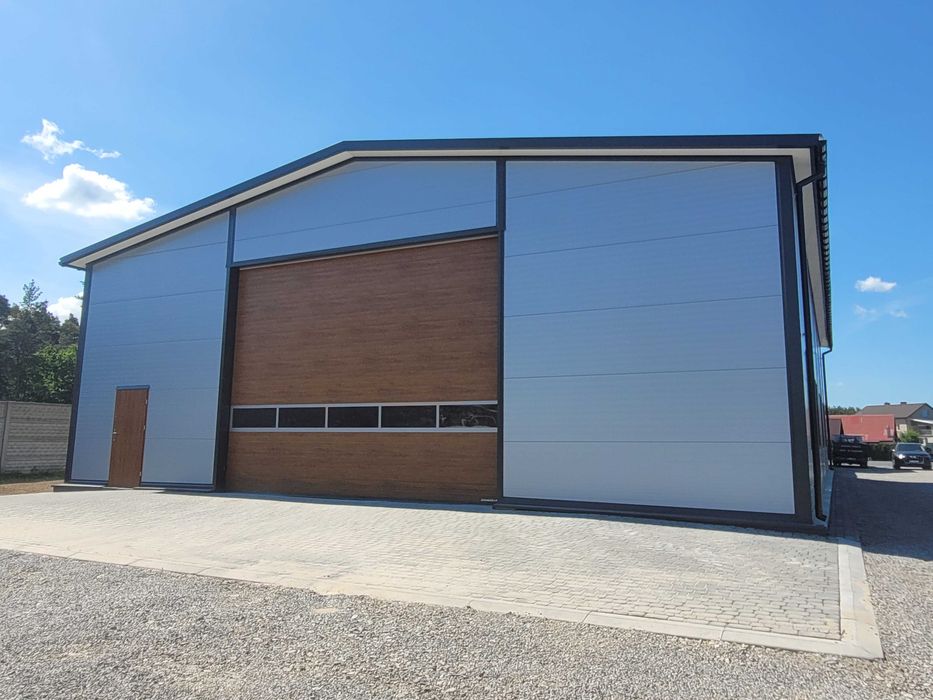 Budynek z płyty warstwowej magazyn garaż konstrukcja stalowa 12x25x4m