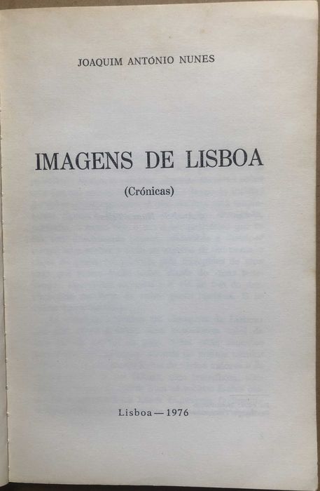 Imagens de Lisboa (Crónicas), de Joaquim António Nunes