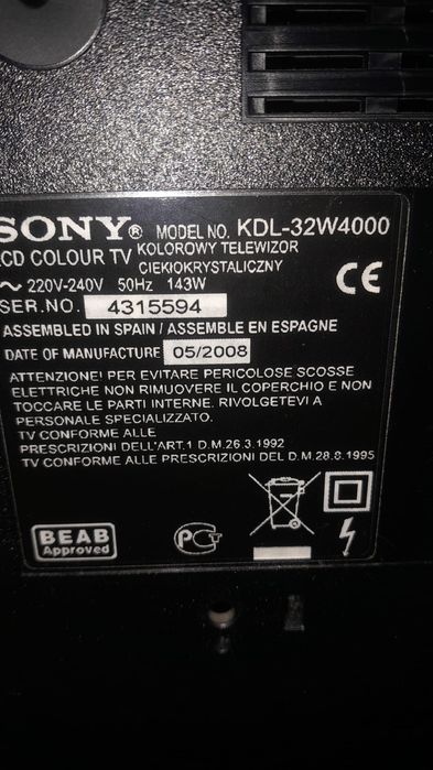 Sony BRAVIA KDL-32W4000 – TV LCD Full HD 32”