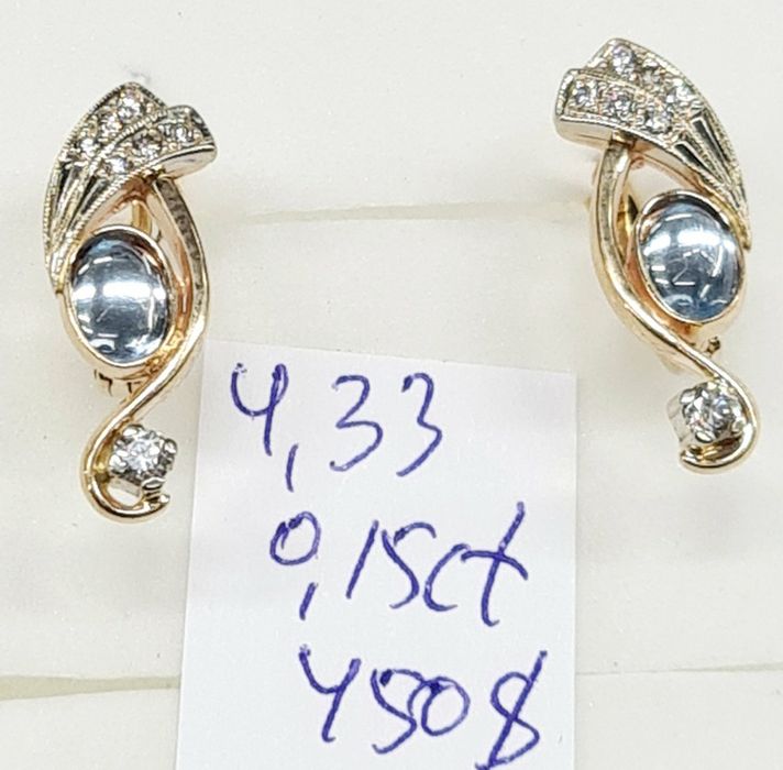 Продам золотые серьги с бриллиантами