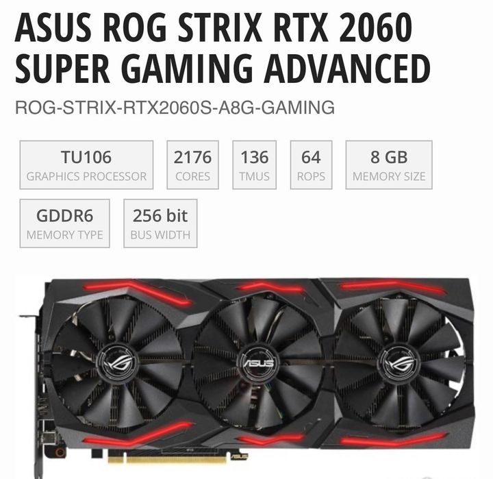 Placa gráfica Ausus ROG strix RTX 2060 super 8gb OC