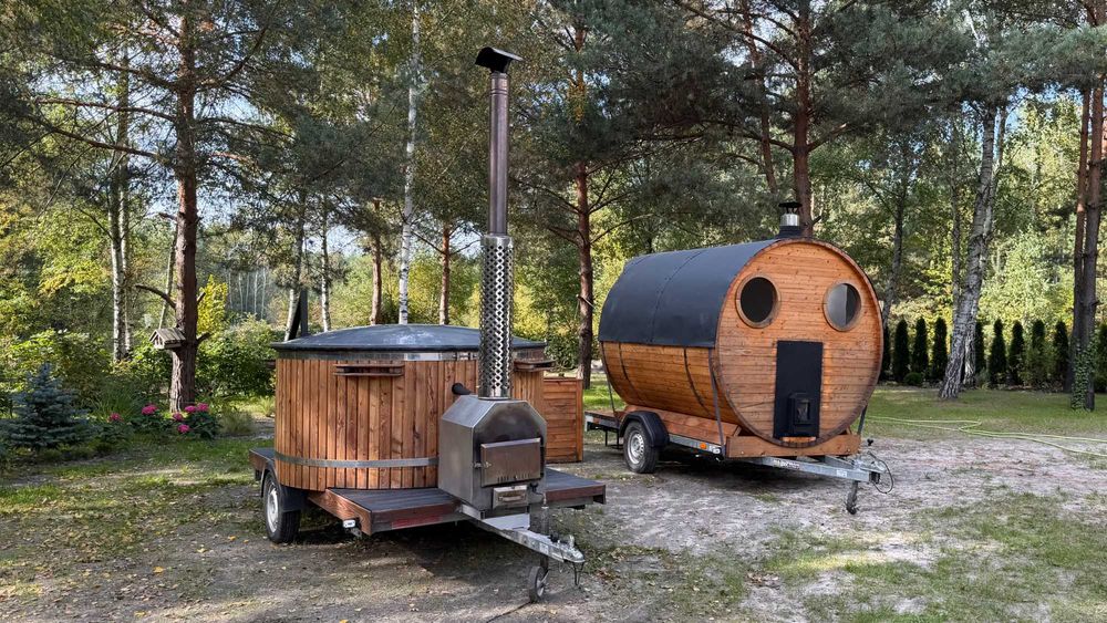 Sauna mobilna, na przyczepce, balia jacuzzi mobilne,