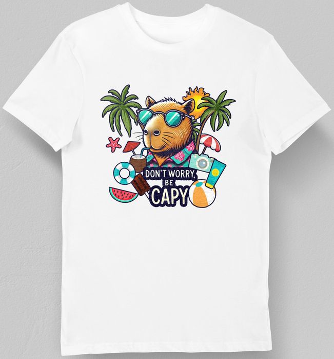Koszulka męska don't worry be capy biała 3XL