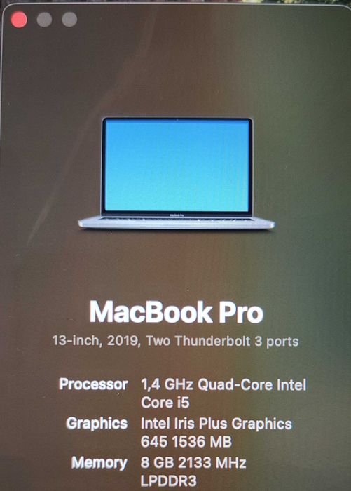 Apple MacBook Pro 13” i5 8GB SSD 256GB Touch Bar