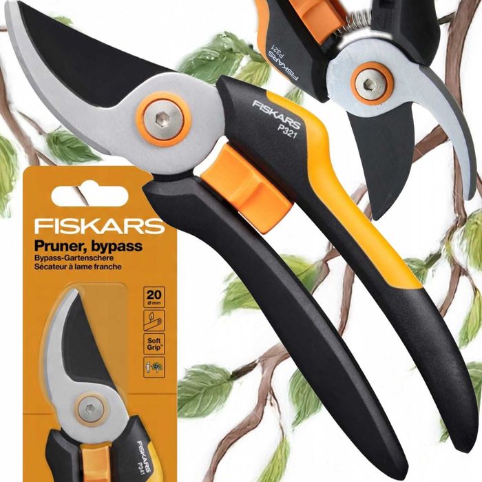 Sekator nożycowy Fiskars Solid P341 do gałęzi krzewów mocny oryginalny