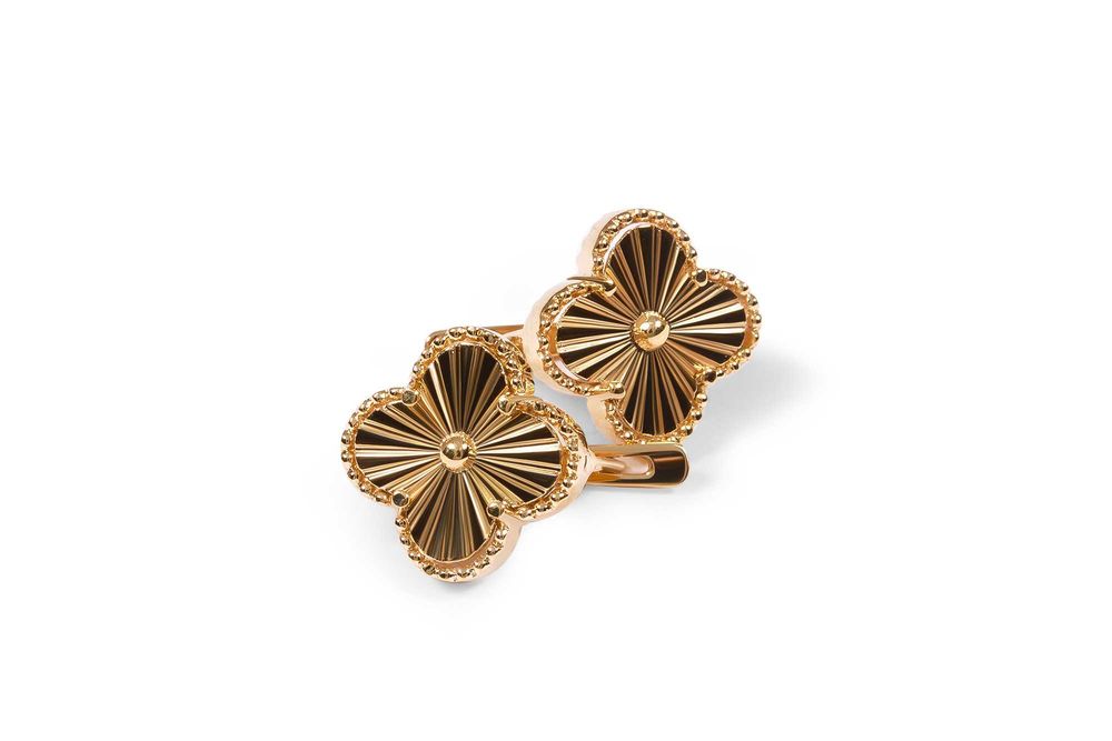 Женские серьги клевер из желтого золота