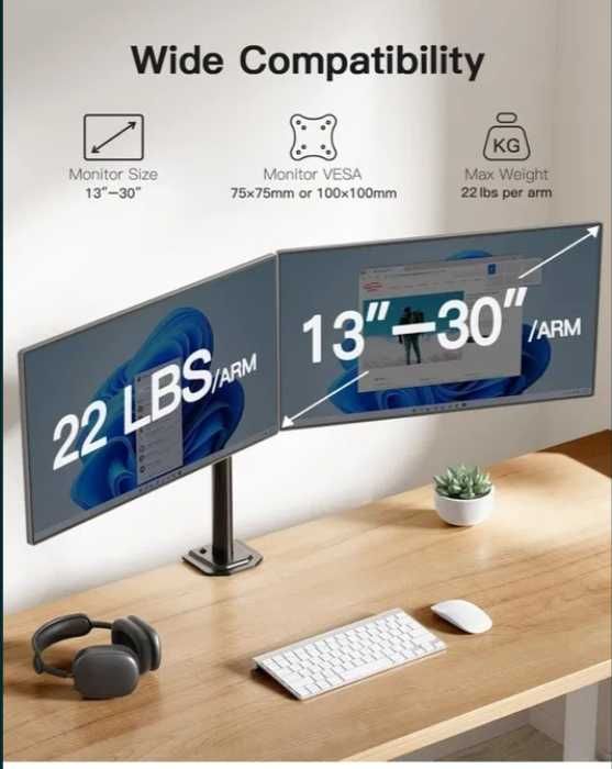 Huanuo uchwyt ramię na 2 monitory 13-30 cali