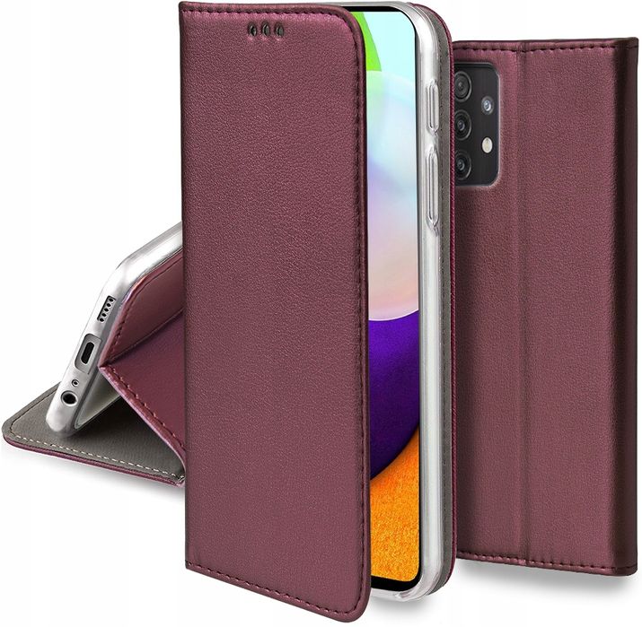 Etui Z Klapką Zamykane Magnetic Do Samsung A52 / A52S Burgundowe