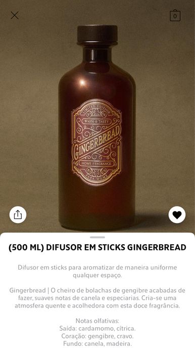 (500 ML) Difusor Em Sticks GINGERBREAD Zara Home NOVO