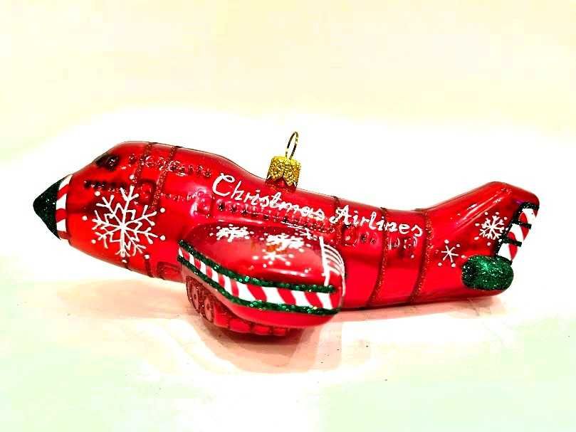 Samolot Christmas Airlines - bombka choinkowa  05s63R bombkizebra