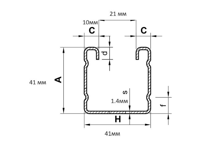 Профіль для кріплення сонячних панелей Axioma і оцинкований 21;41х41