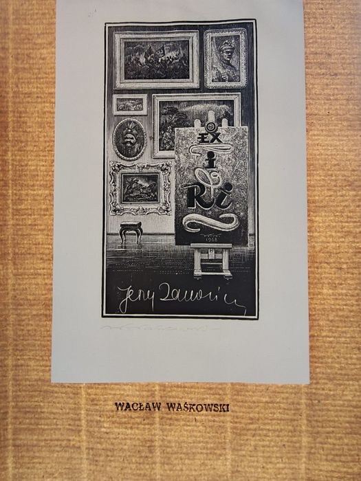 Exlibris, ekslibris Wacław Waśkowski z podpisem